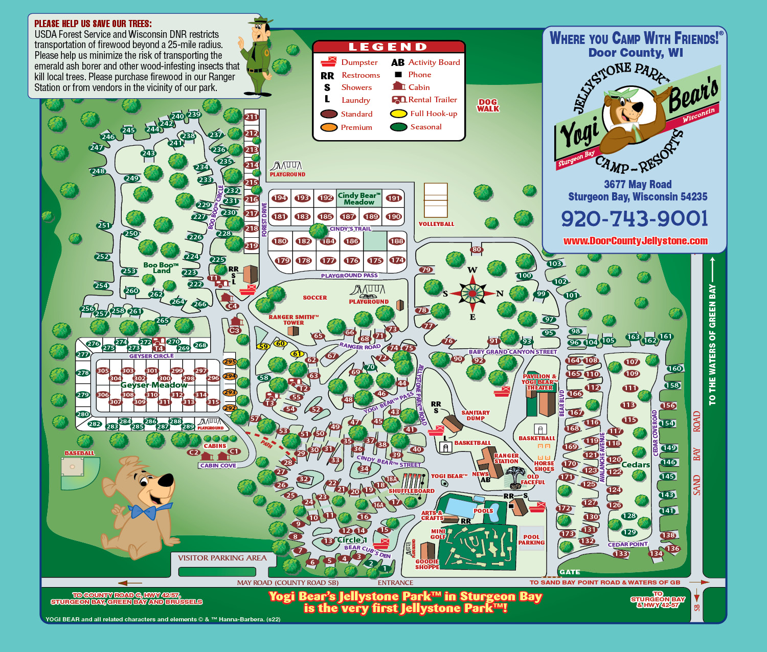 door county jellystone resort map